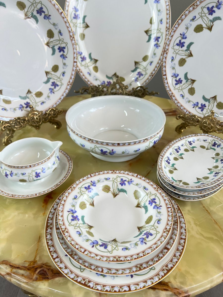 Service En Porcelaine Haviland Limoges 68 Pièces, Modèle Impératrice Eugénie , XXe Siècle-photo-3