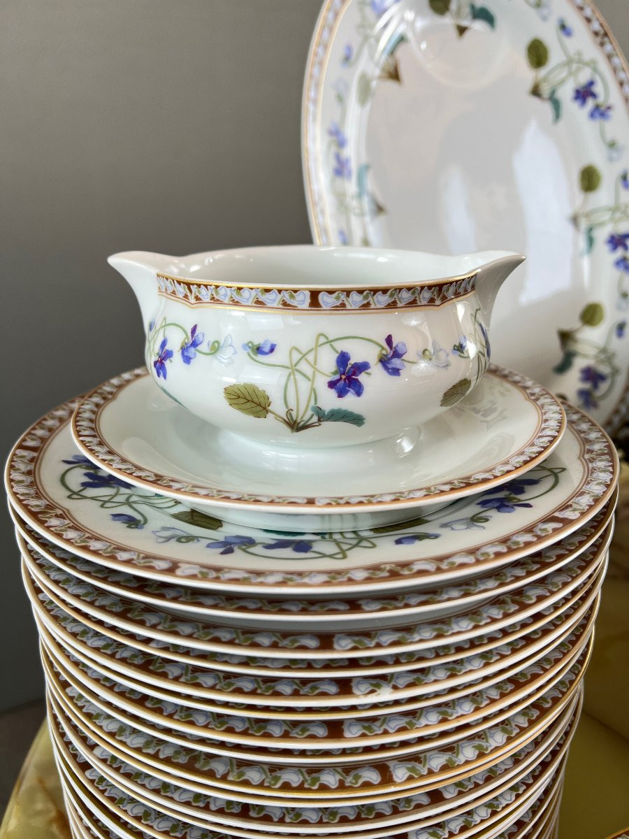 Service En Porcelaine Haviland Limoges 68 Pièces, Modèle Impératrice Eugénie , XXe Siècle-photo-4