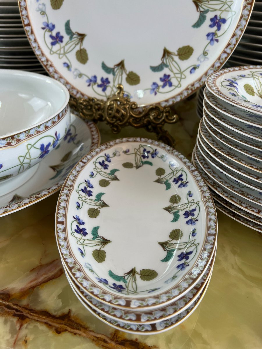 Service En Porcelaine Haviland Limoges 68 Pièces, Modèle Impératrice Eugénie , XXe Siècle-photo-7