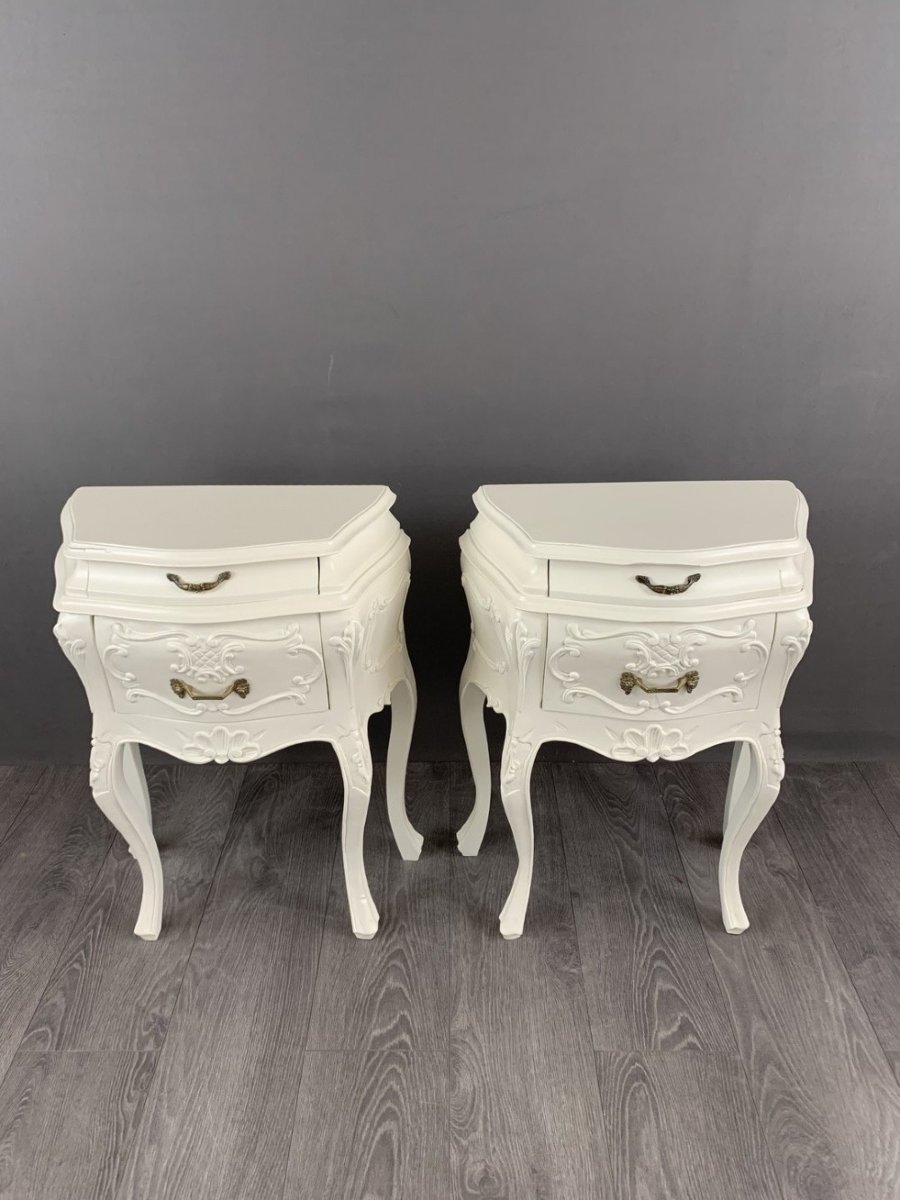 Louis XV Style Bedroom Set, Chest Of Drawers And Two Bedside Tables, 20th Century-photo-2