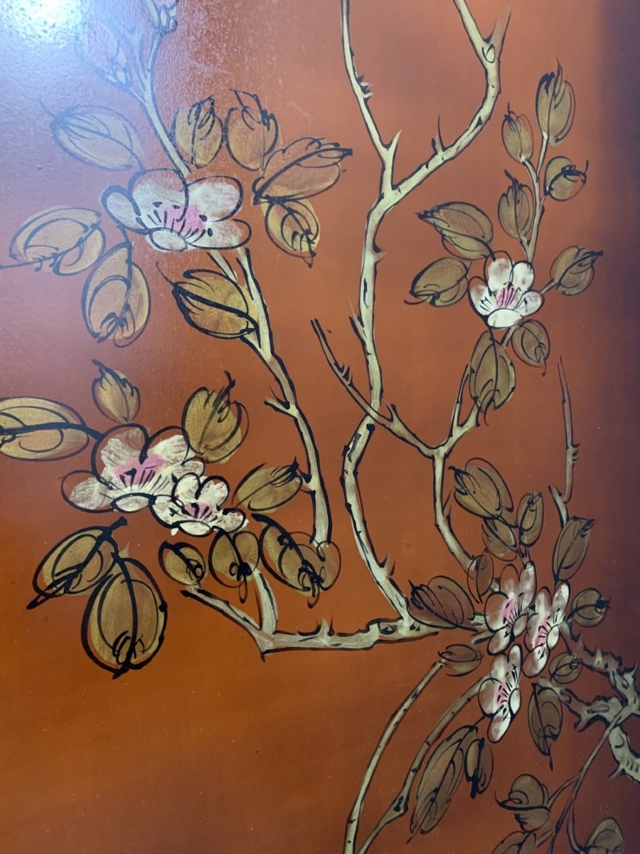 Armoire Cabinet Chinois Laqué Et Peint à La Main, Début XXe Siècle-photo-3