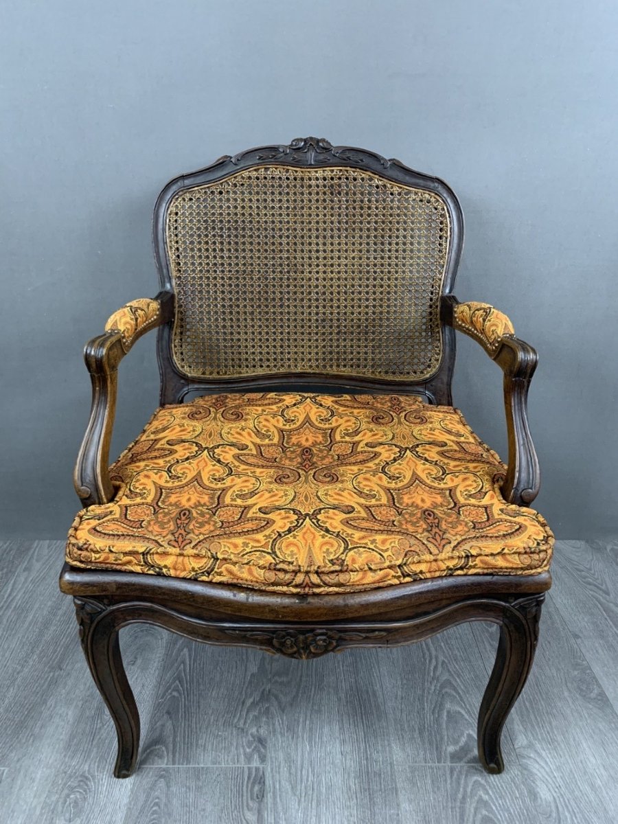 Paire De Fauteuils Cannelés En Bois Sculpté Louis XV, Fin XIXe Siècle-photo-3