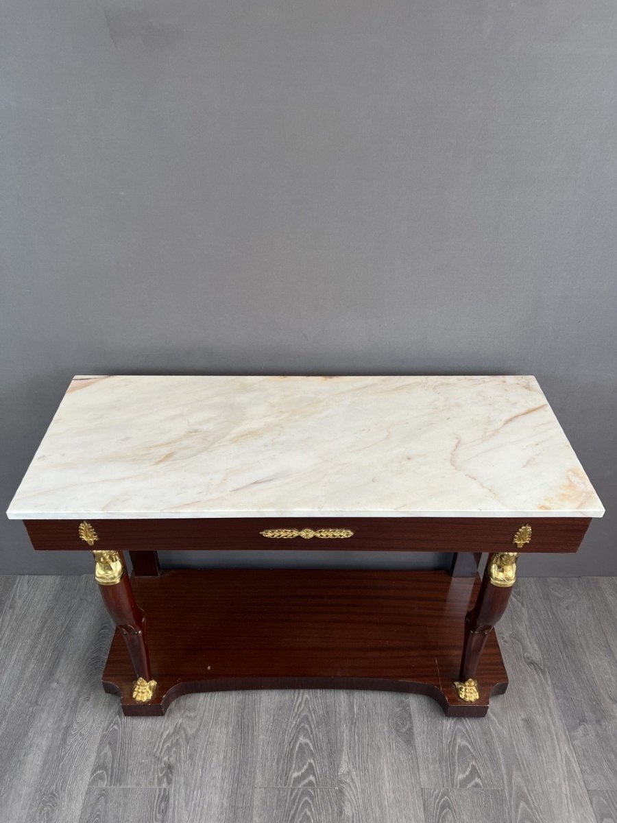 Empire Style Console In Mahogany And Gilded Bronze, 19th Century -photo-1
