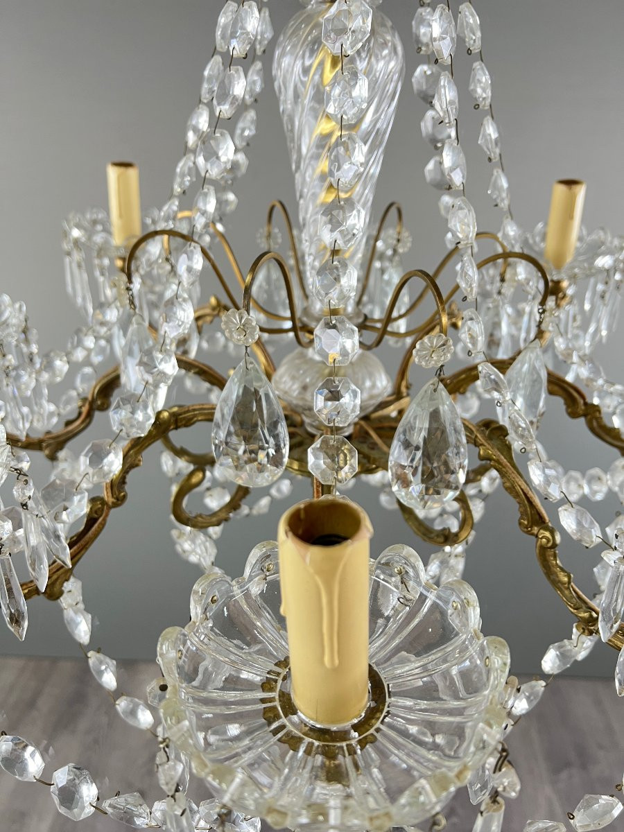 Lustre en cristal et bronze doré, Début du XXe siècle-photo-7
