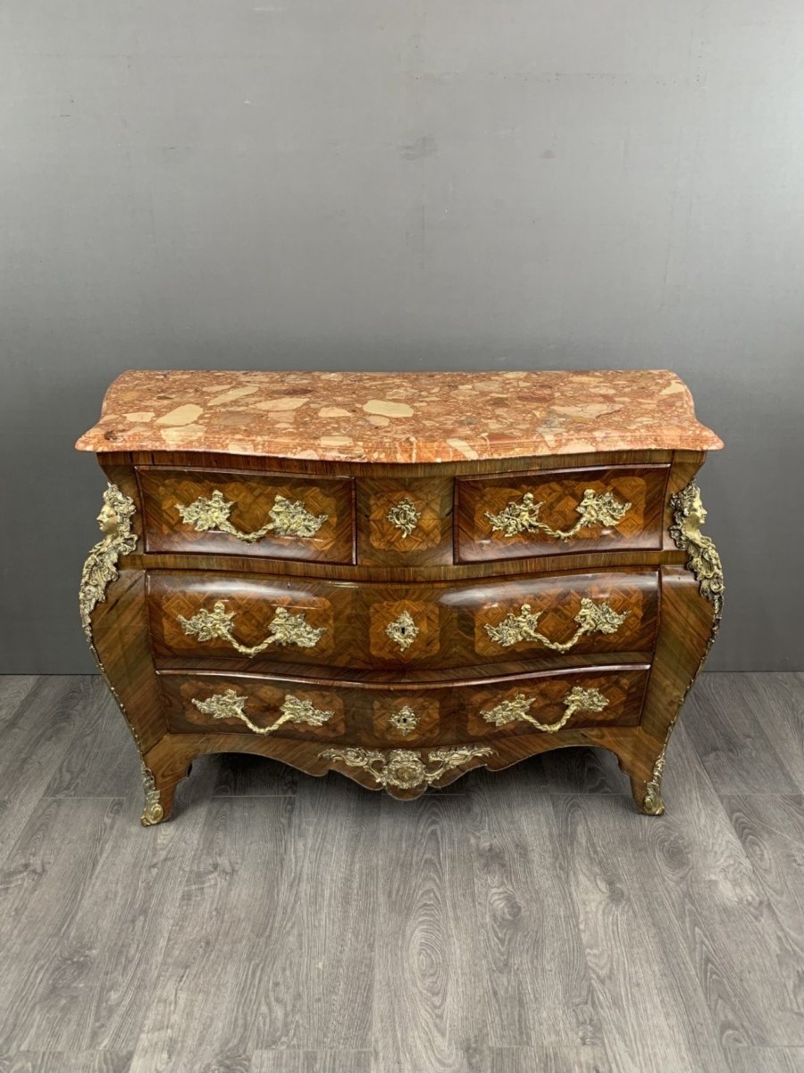 Curved Chest Of Drawers In Louis XV Style, Early 20th Century-photo-2
