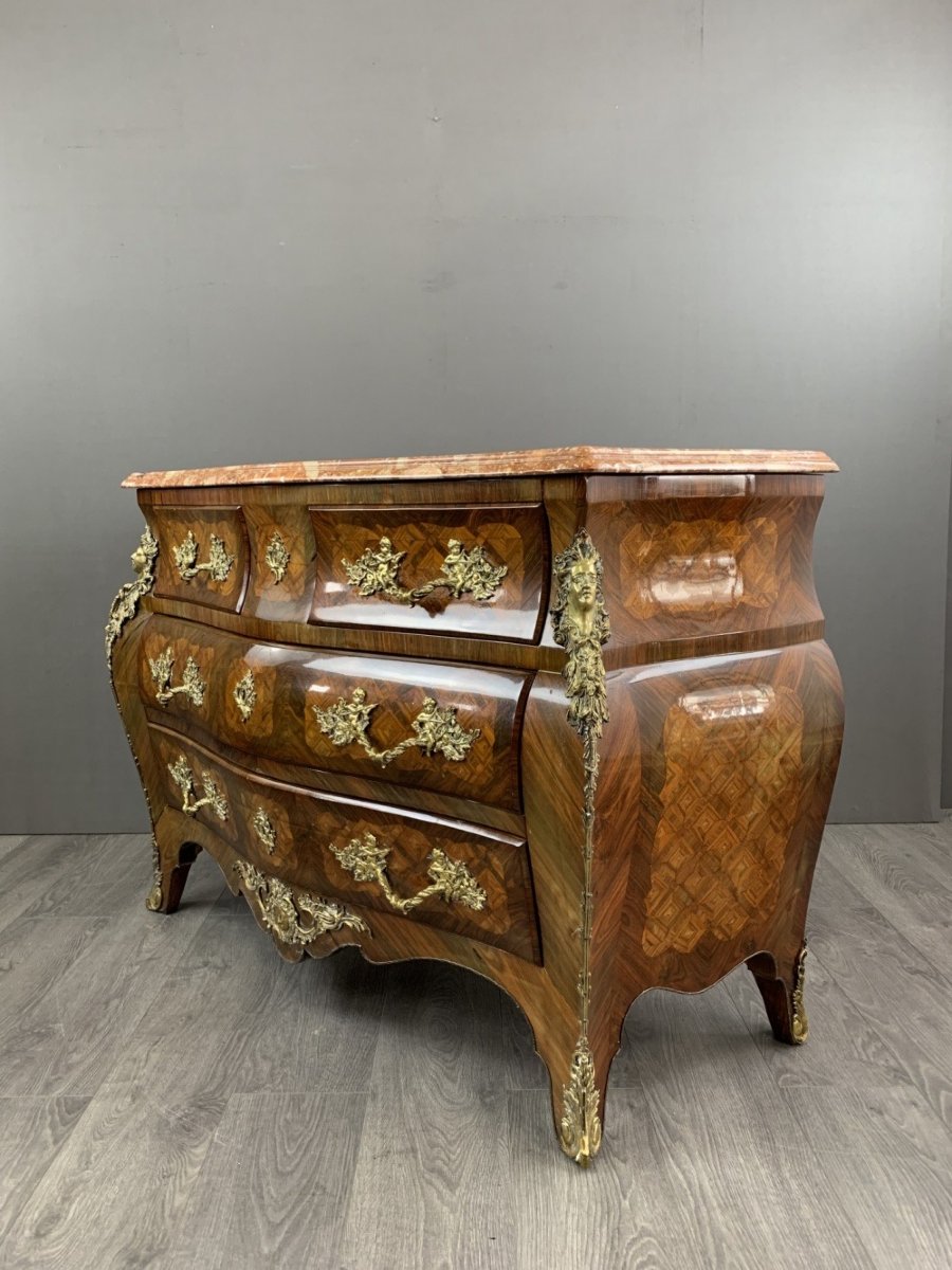Curved Chest Of Drawers In Louis XV Style, Early 20th Century-photo-4
