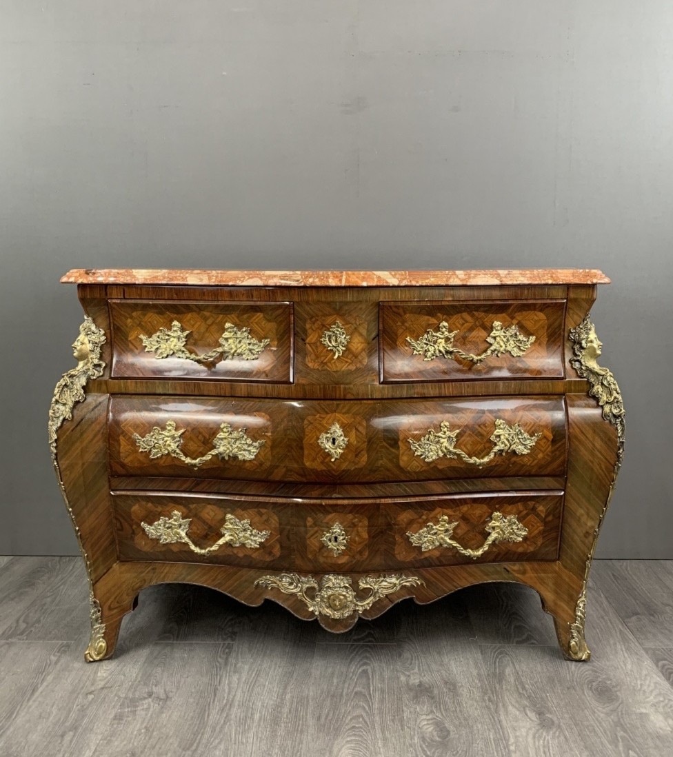 Curved Chest Of Drawers In Louis XV Style, Early 20th Century