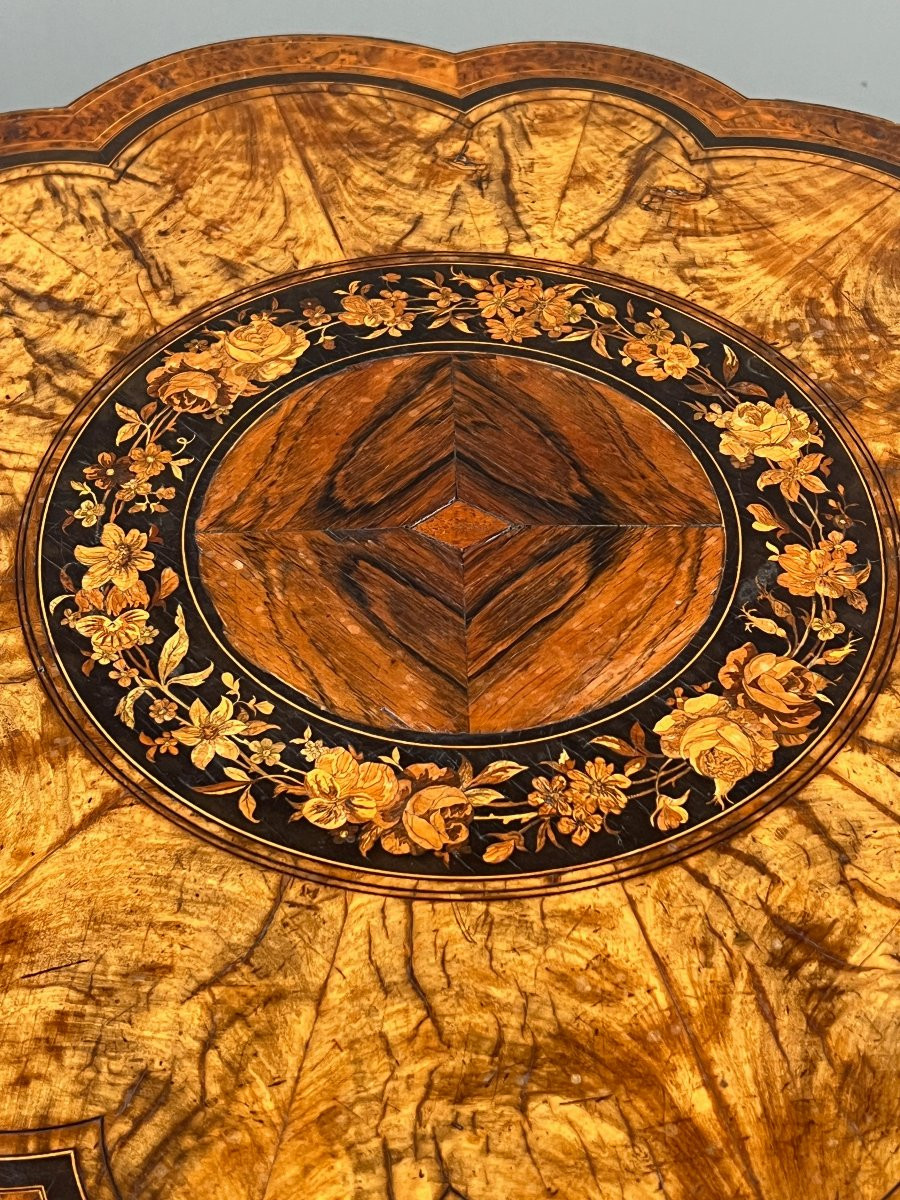 Guéridon anglais en marqueterie, XIXe siècle-photo-6