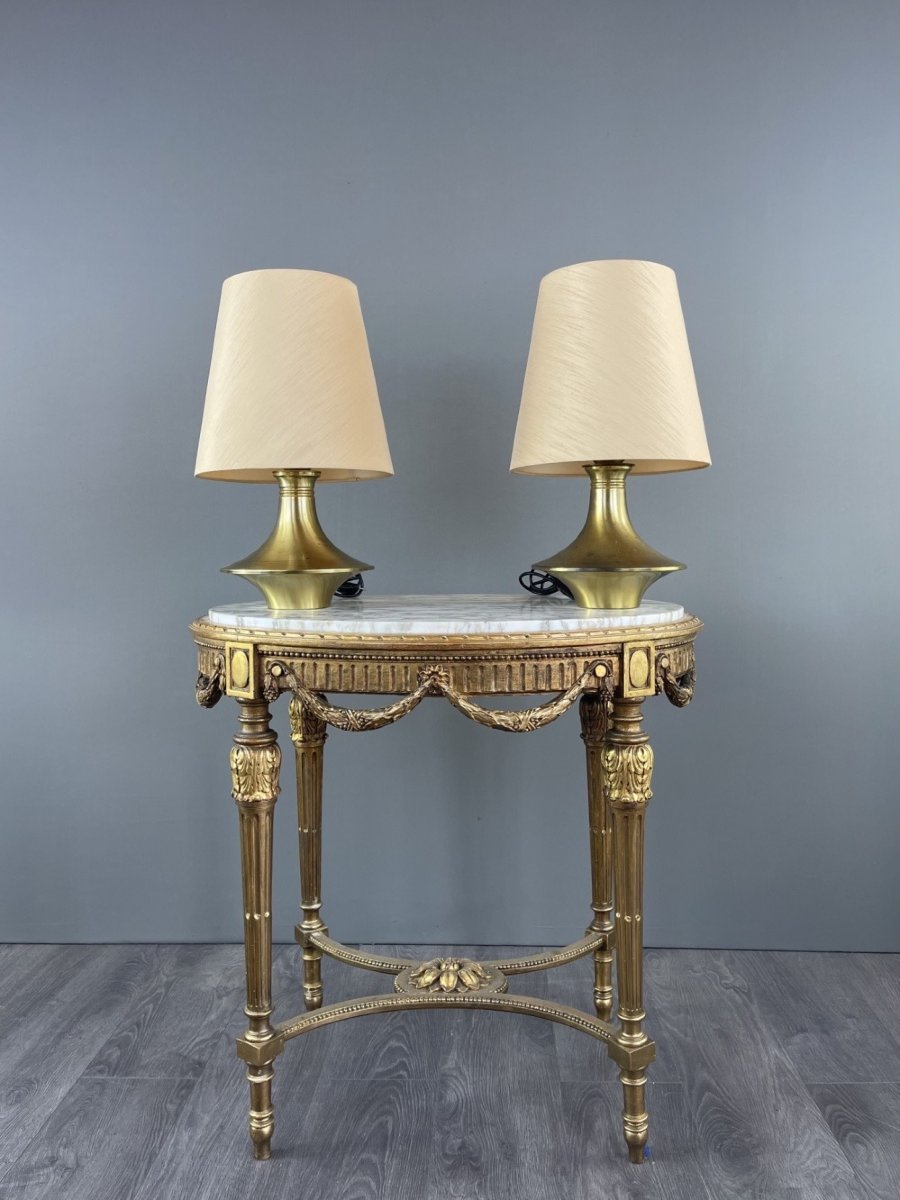 Paire de lampes en laiton, design moderniste, XXe Siècle -photo-2