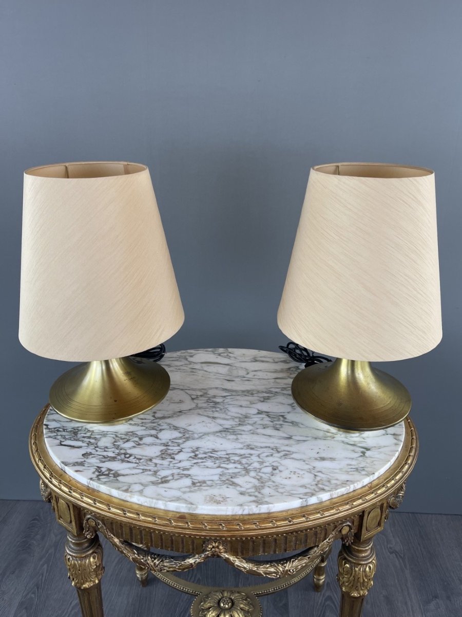 Paire de lampes en laiton, design moderniste, XXe Siècle -photo-1