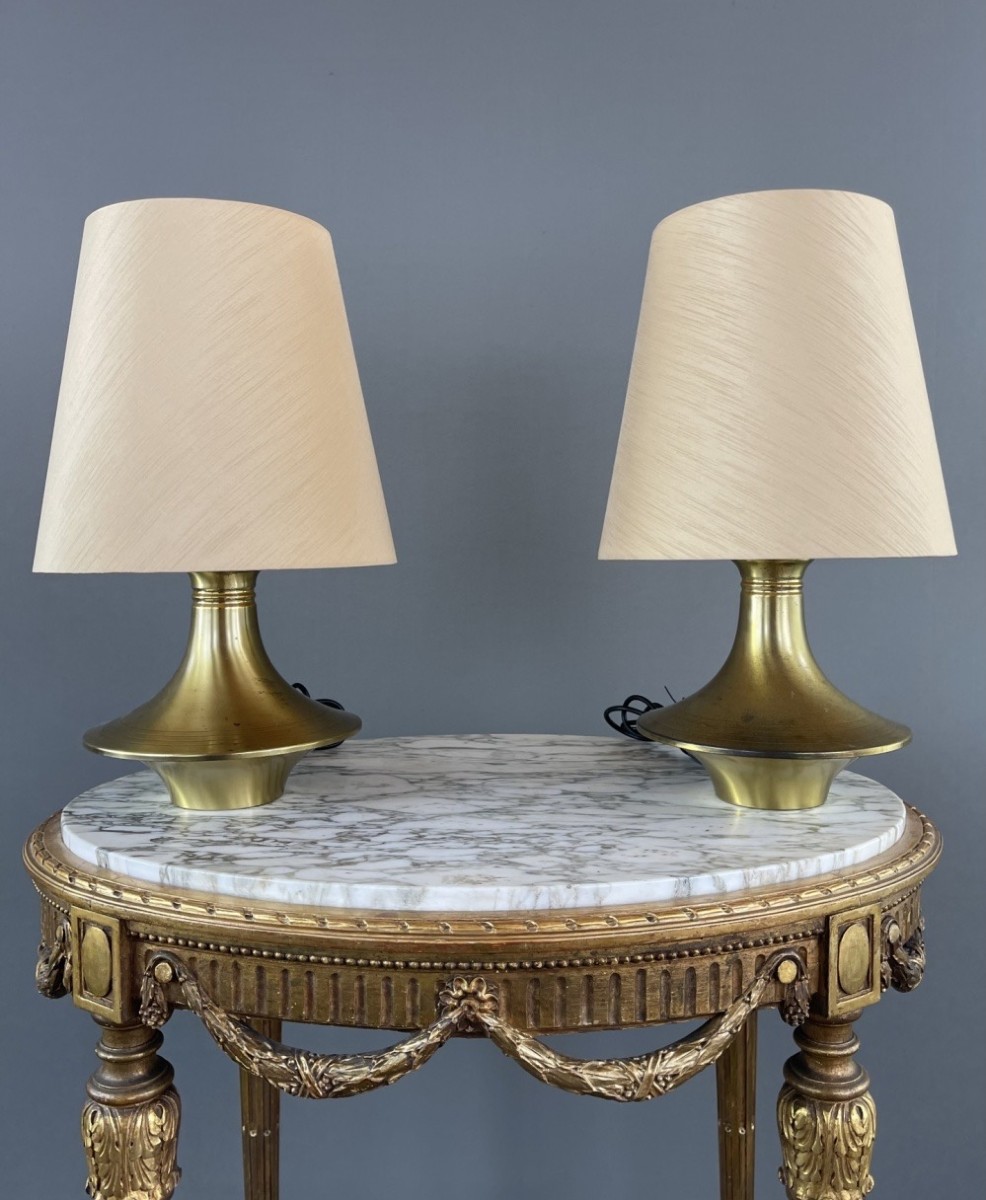 Paire de lampes en laiton, design moderniste, XXe Siècle 