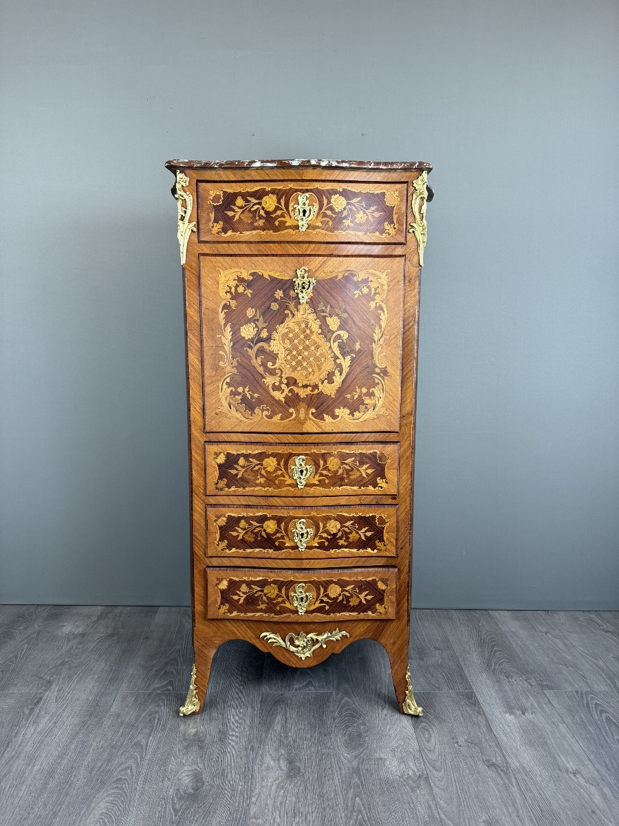 Secrétaire Louis XV en marqueterie, Époque Napoléon III-photo-2