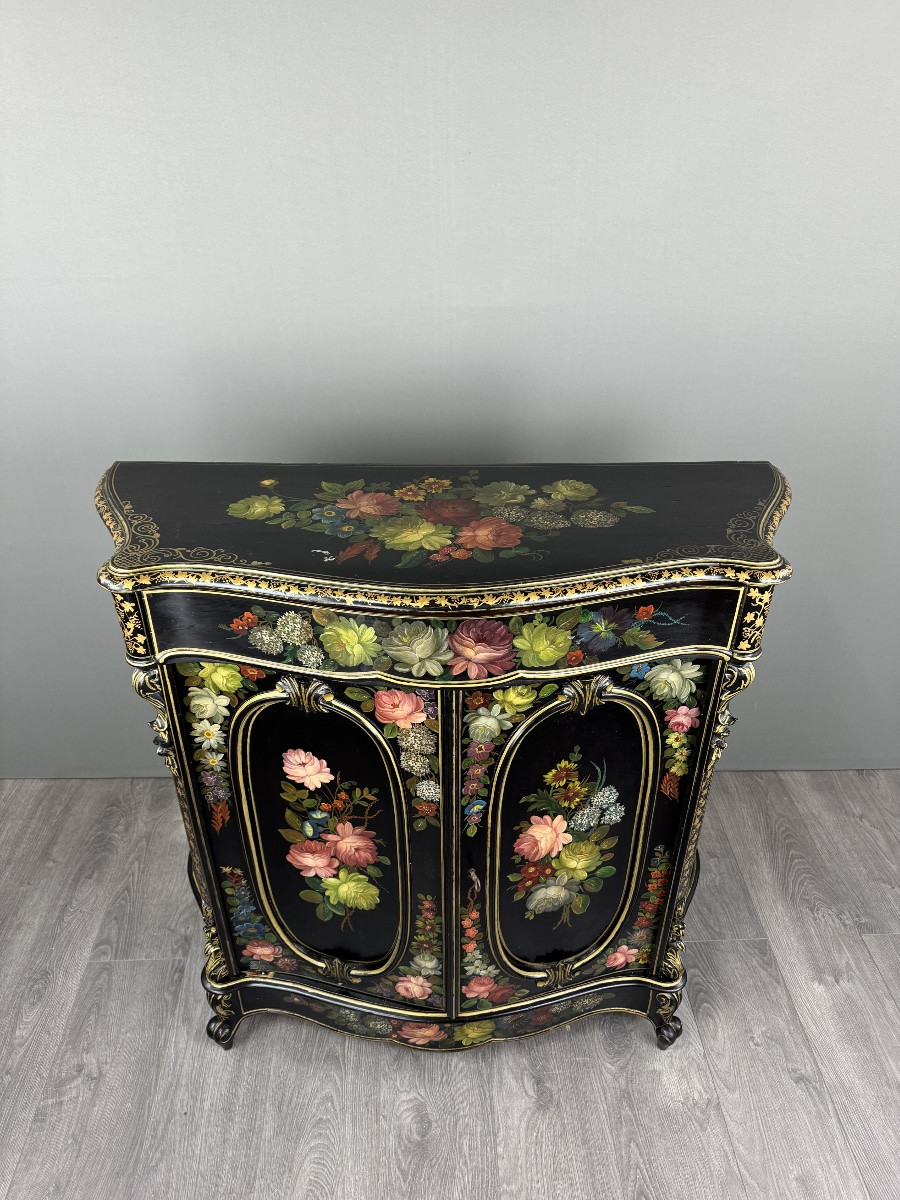 Meuble de rangement peint à la main, Epoque Napoléon III-photo-2