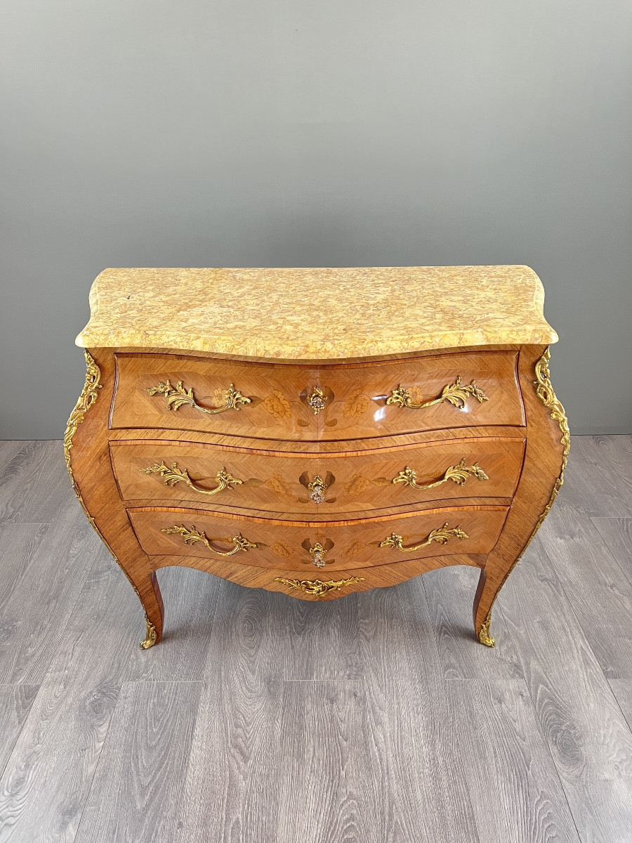 Louis XV Chest Of Drawers Stamped Marking P., Late 19th Century-photo-3