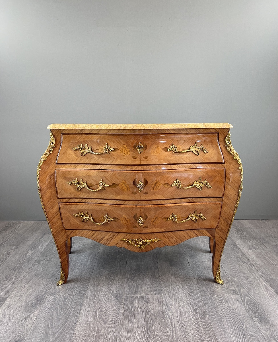 Louis XV Chest Of Drawers Stamped Marking P., Late 19th Century