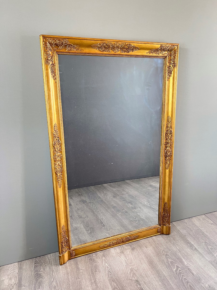Empire Mirror In Gilded Wood, 19th Century