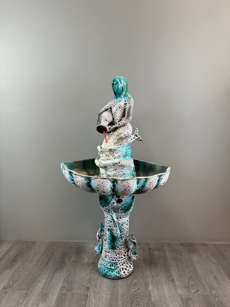 Vallauris Ceramic Fountain – Mermaid, 20th Century-photo-2