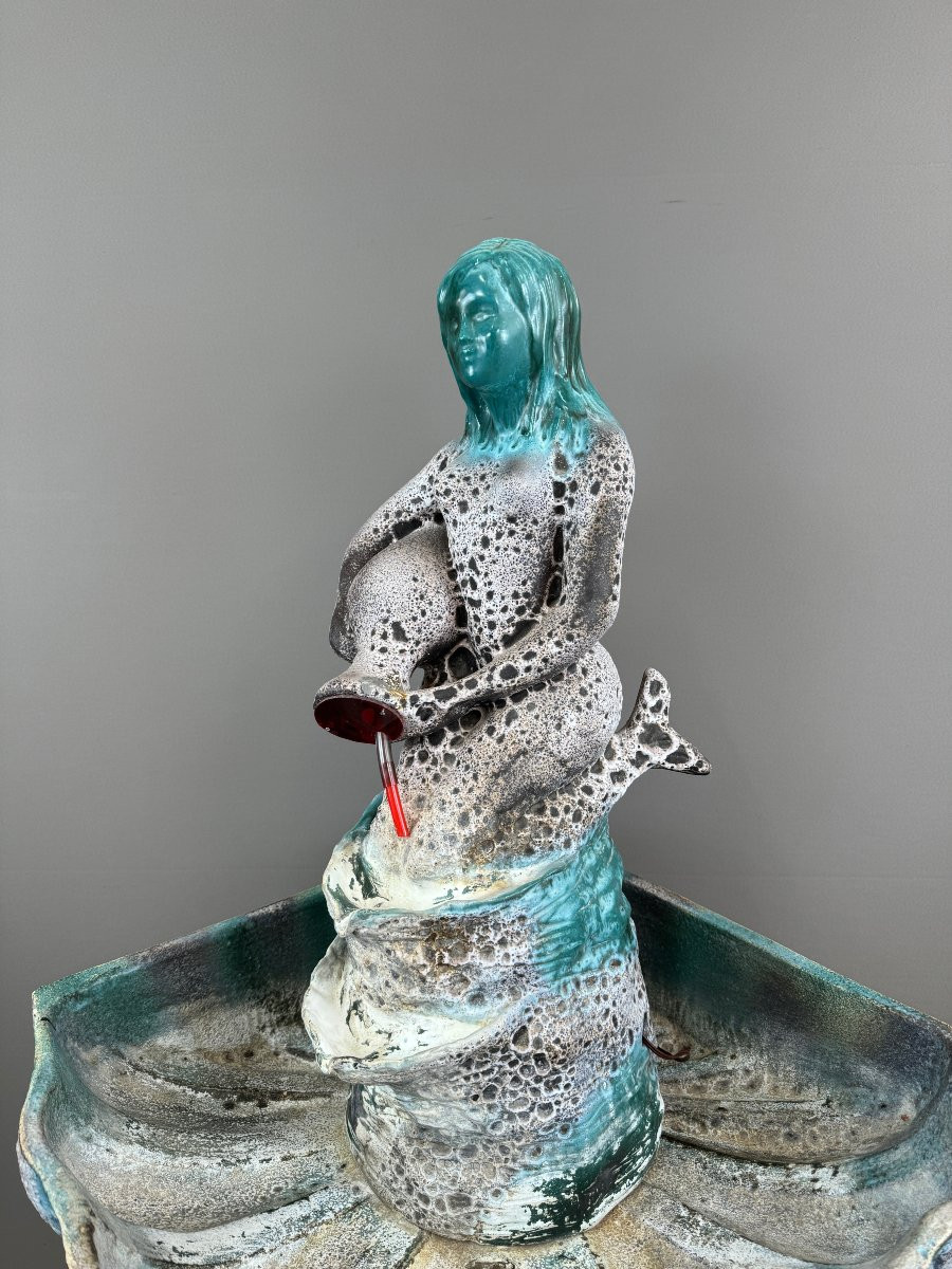 Vallauris Ceramic Fountain – Mermaid, 20th Century-photo-3