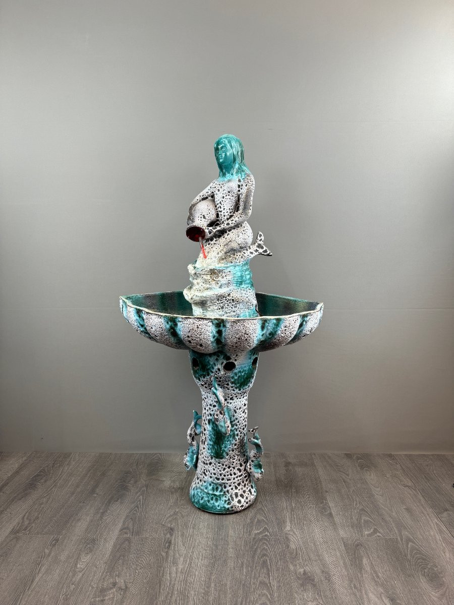 Vallauris Ceramic Fountain – Mermaid, 20th Century-photo-2