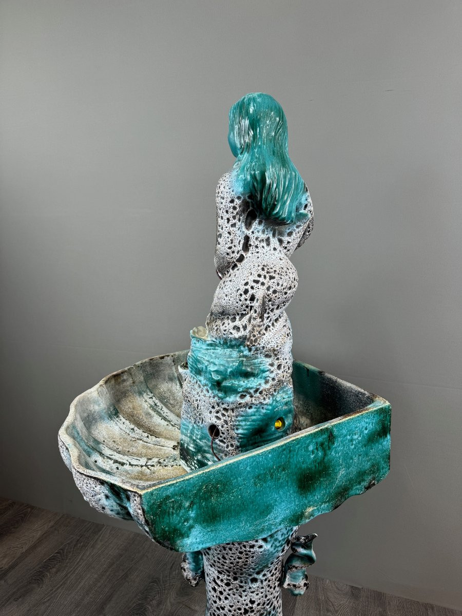 Vallauris Ceramic Fountain – Mermaid, 20th Century-photo-3