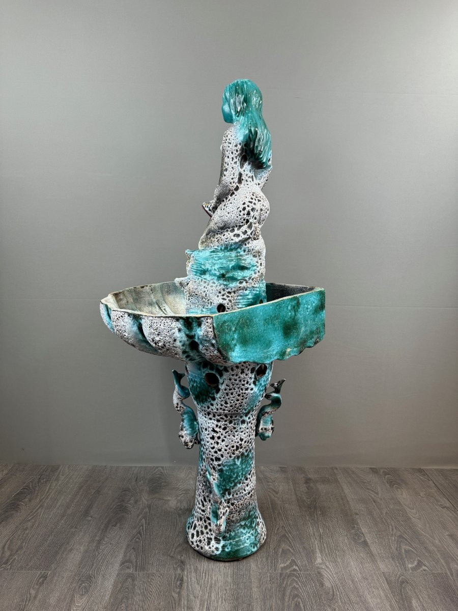 Vallauris Ceramic Fountain – Mermaid, 20th Century-photo-7