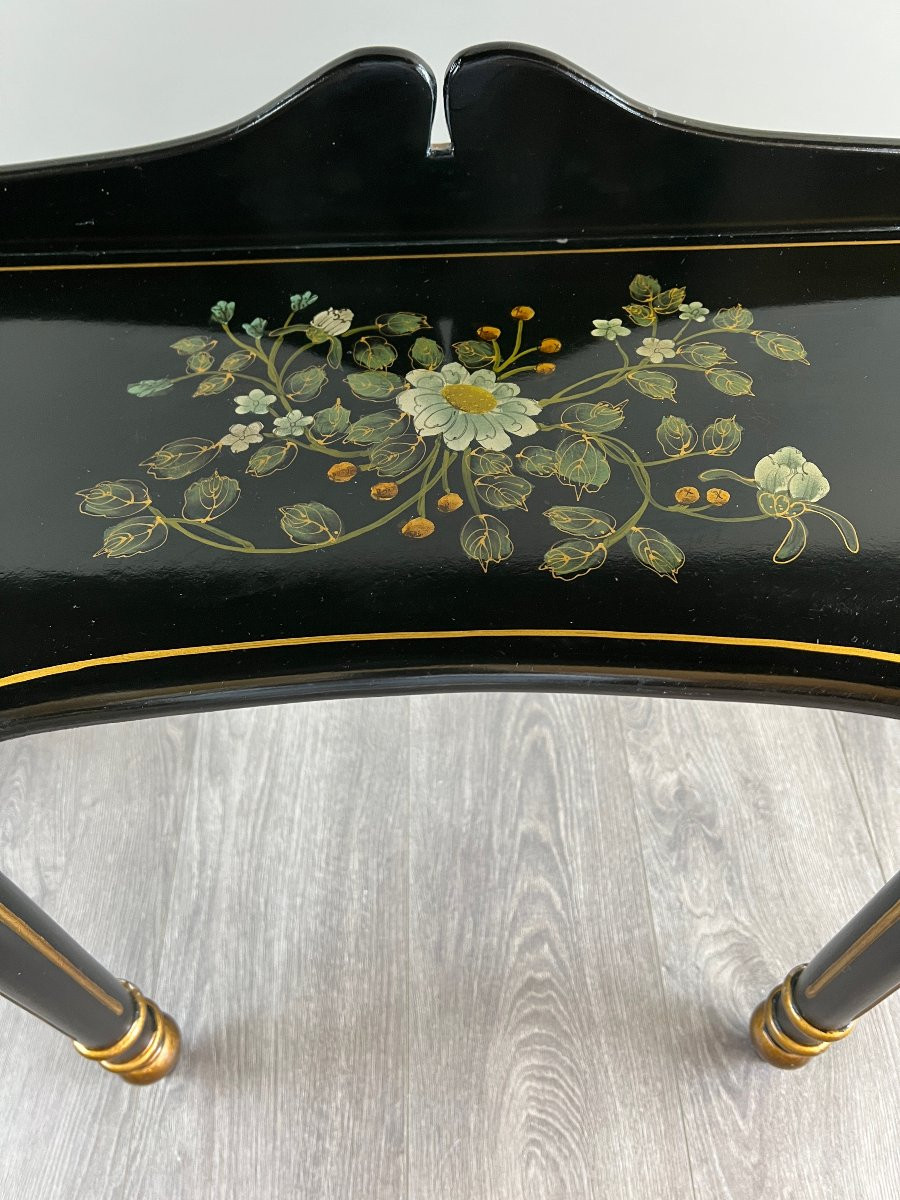 Painted And Gilded Half-moon Console, Louis XVI Style, 20th Century -photo-7