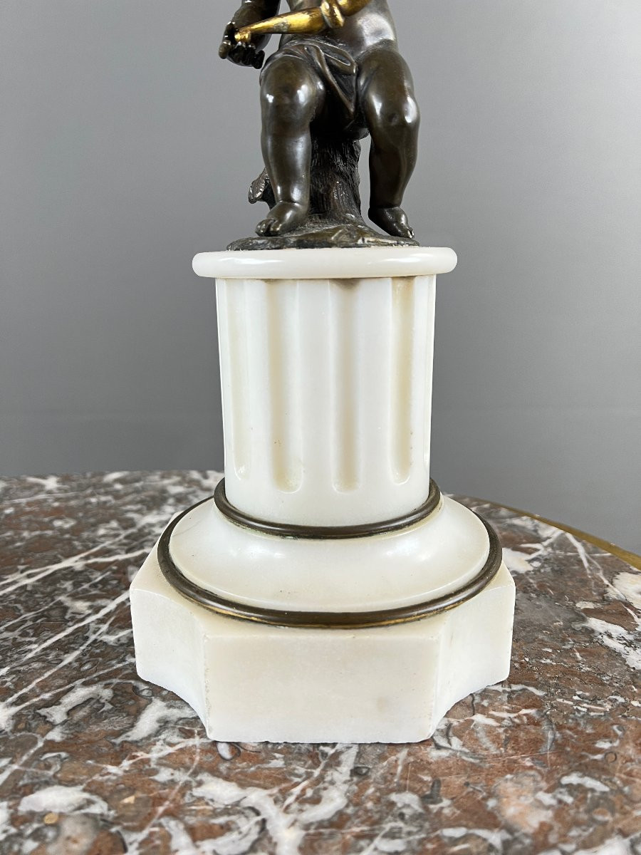 Paire de candélabres en bronze et marbre, époque Napoléon III-photo-4