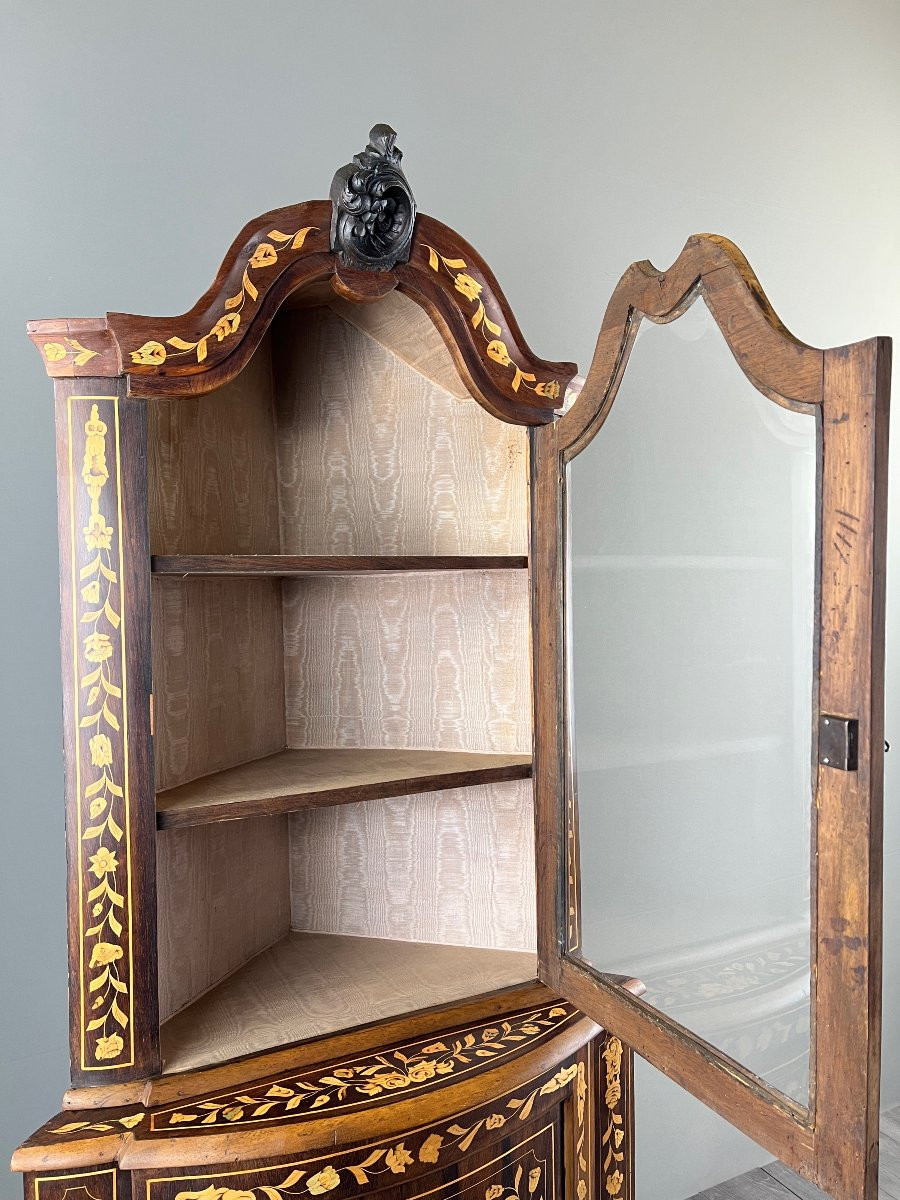Inlaid Corner Display Case, 19th Century-photo-1