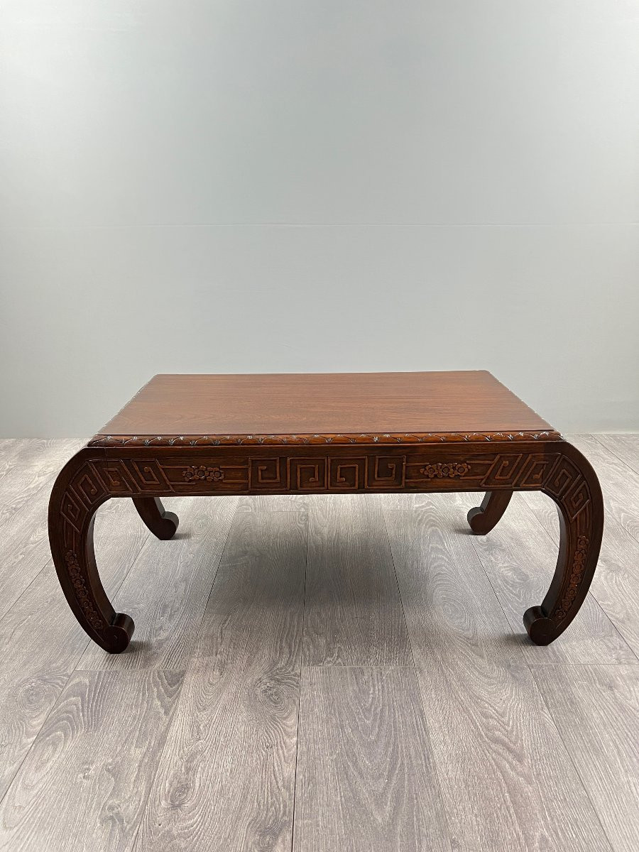Chinese Carved Wooden Coffee Table, 20th Century-photo-3