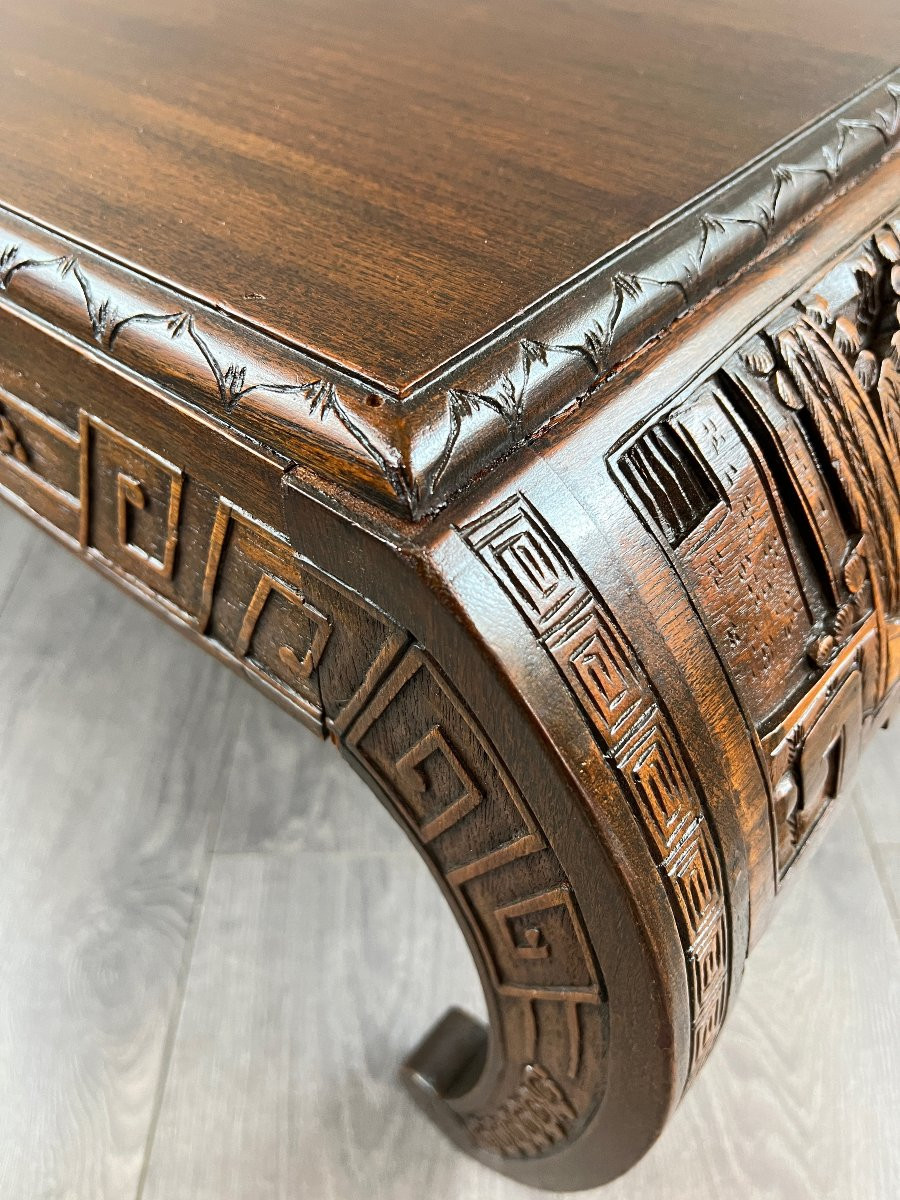 Chinese Carved Wooden Coffee Table, 20th Century-photo-1