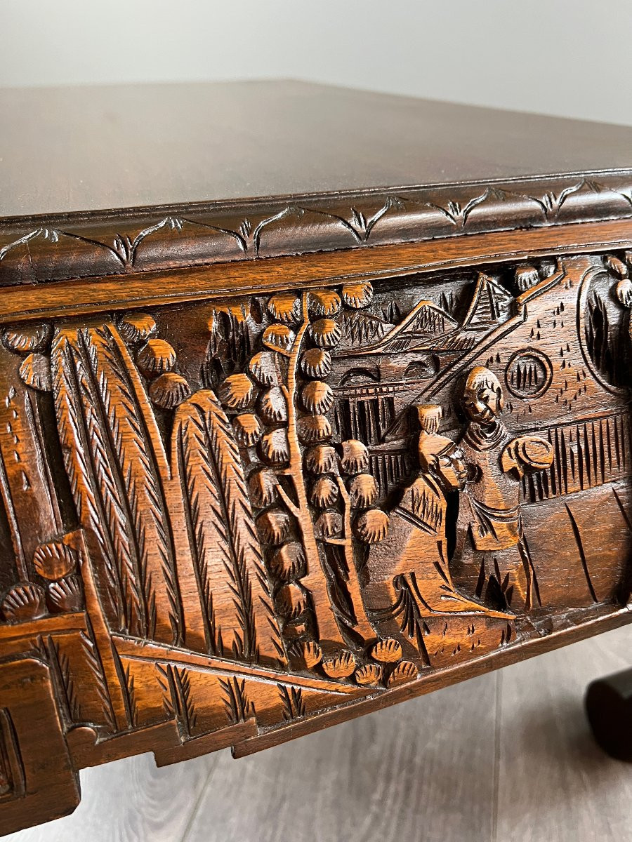 Chinese Carved Wooden Coffee Table, 20th Century-photo-3