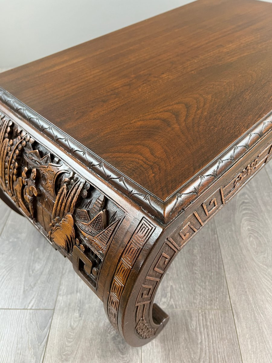 Chinese Carved Wooden Coffee Table, 20th Century-photo-4