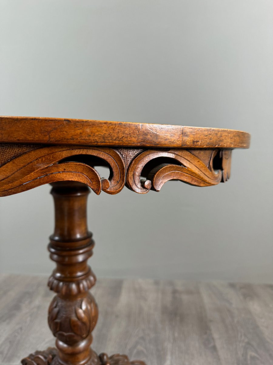 Marquetry Wood Pedestal Table, 20th Century-photo-3