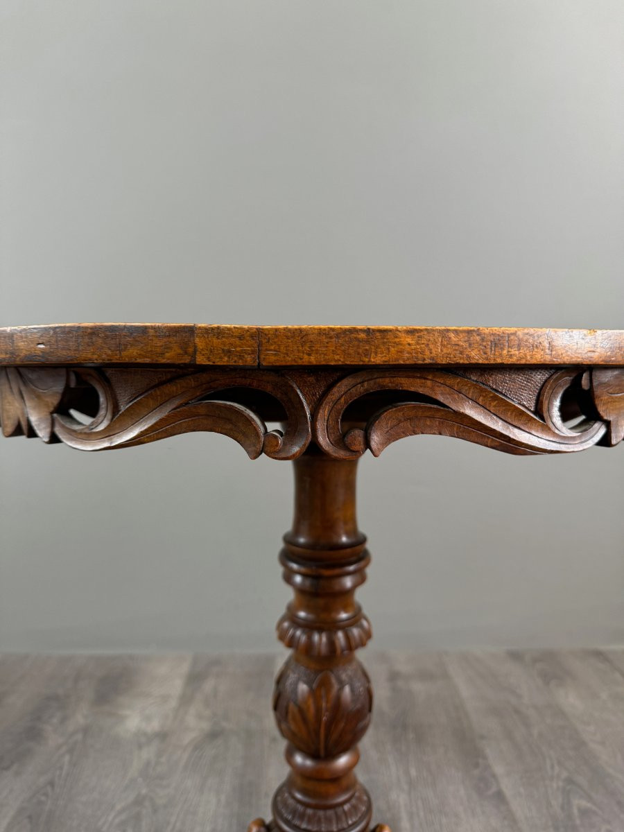 Marquetry Wood Pedestal Table, 20th Century-photo-2