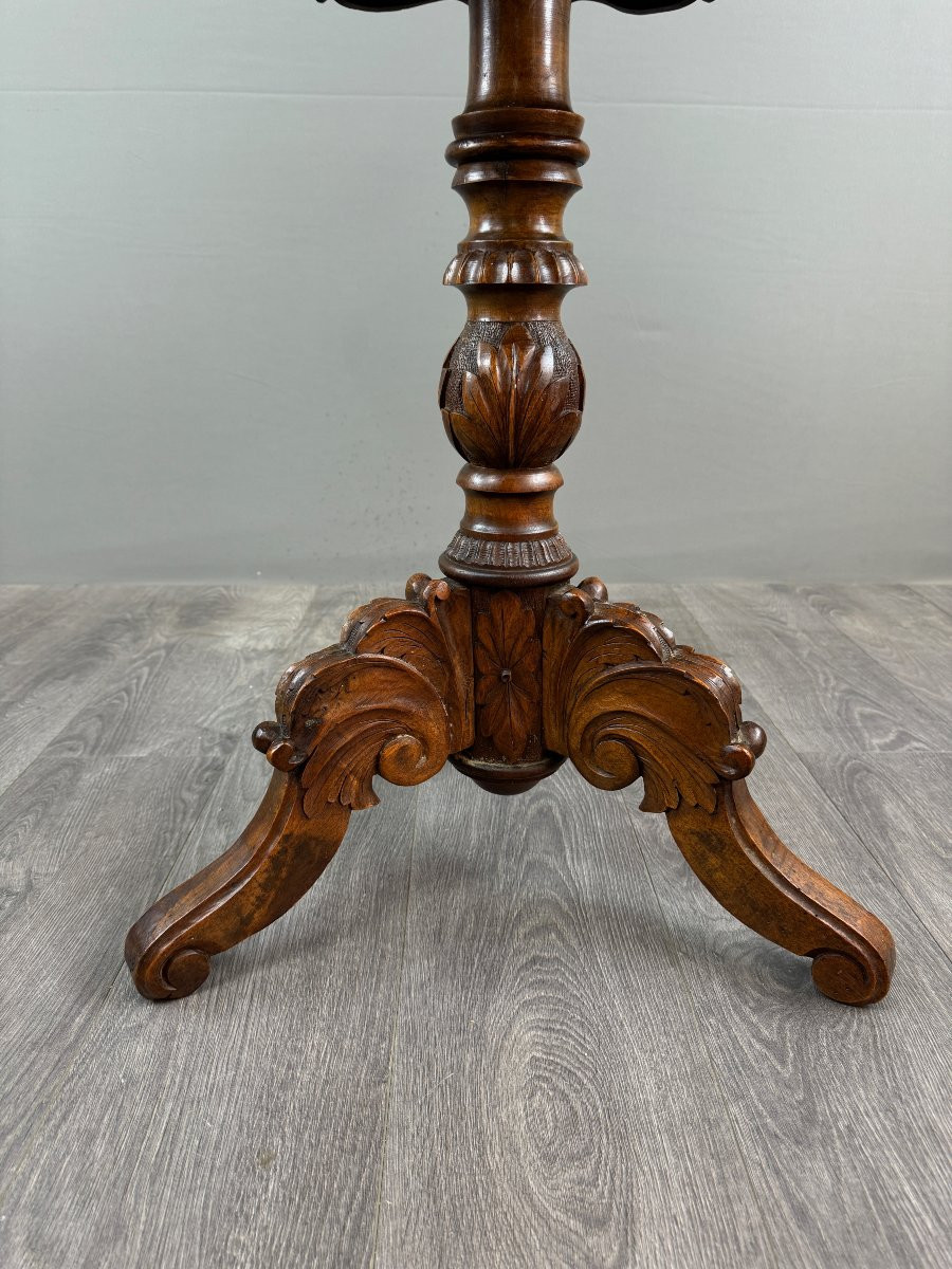 Marquetry Wood Pedestal Table, 20th Century-photo-5