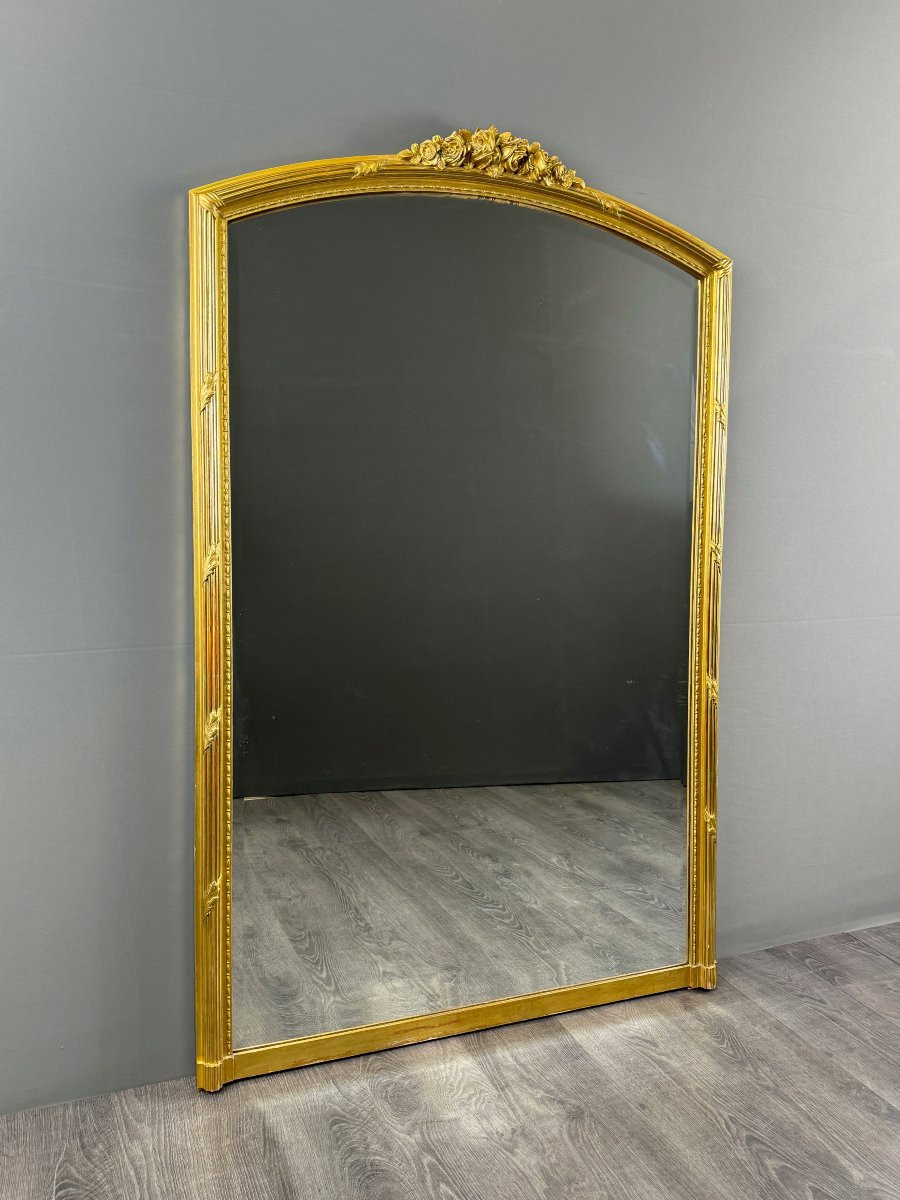 Large Louis XVI Gilded Mirror, 19th Century-photo-4