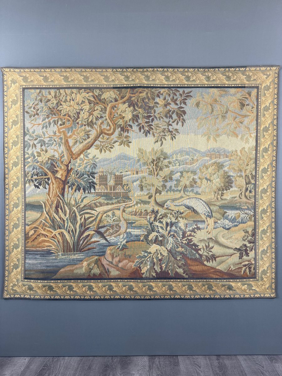 Tapestry “verdure With Birds”, 20th Century-photo-4