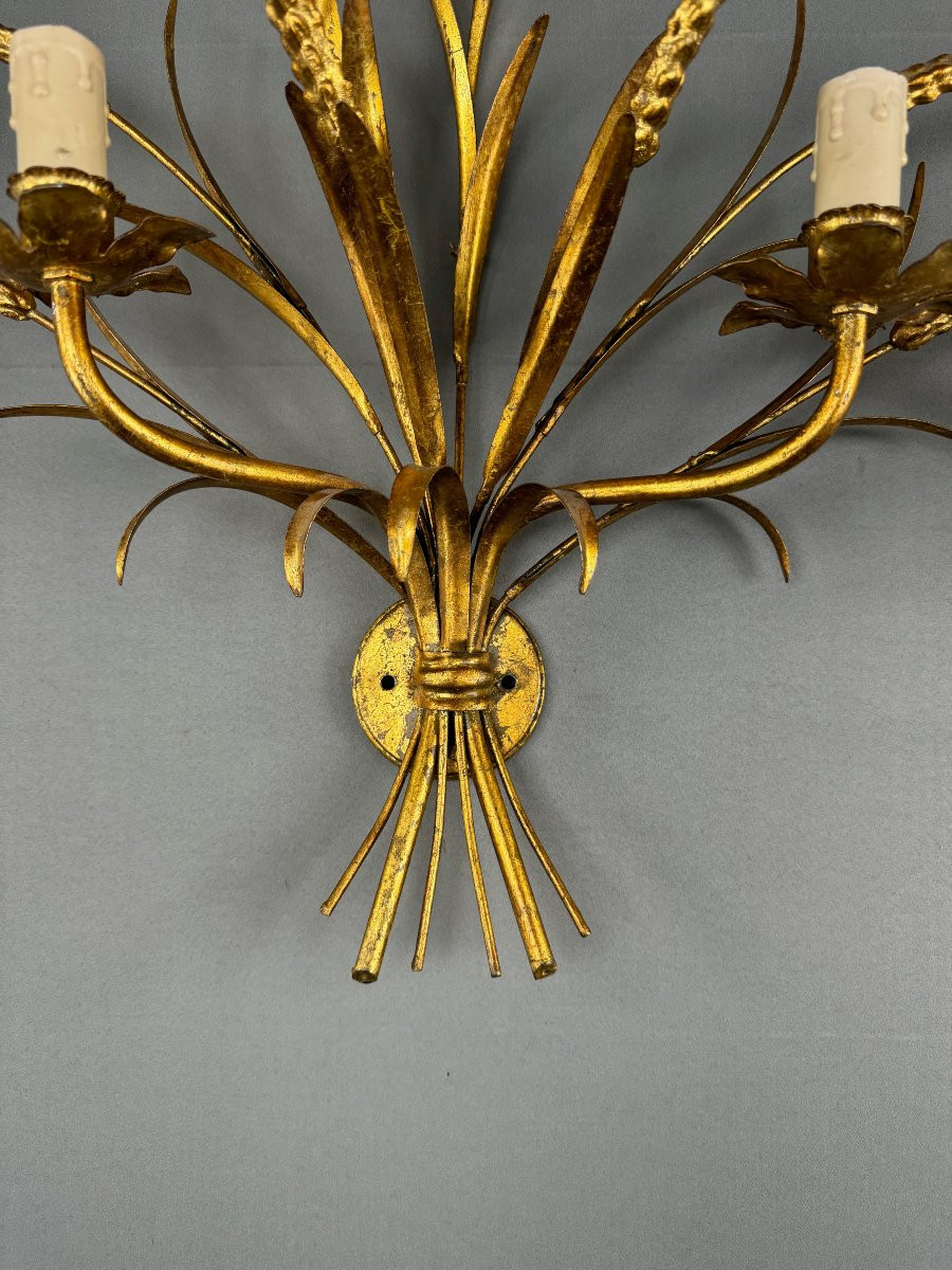 Pair Of Gilt Metal Wall Sconces, 20th Century-photo-3