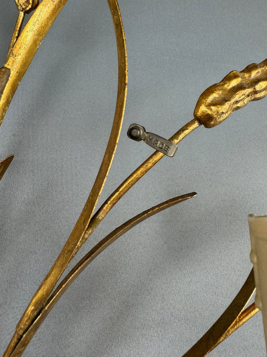 Pair Of Gilt Metal Wall Sconces, 20th Century-photo-4