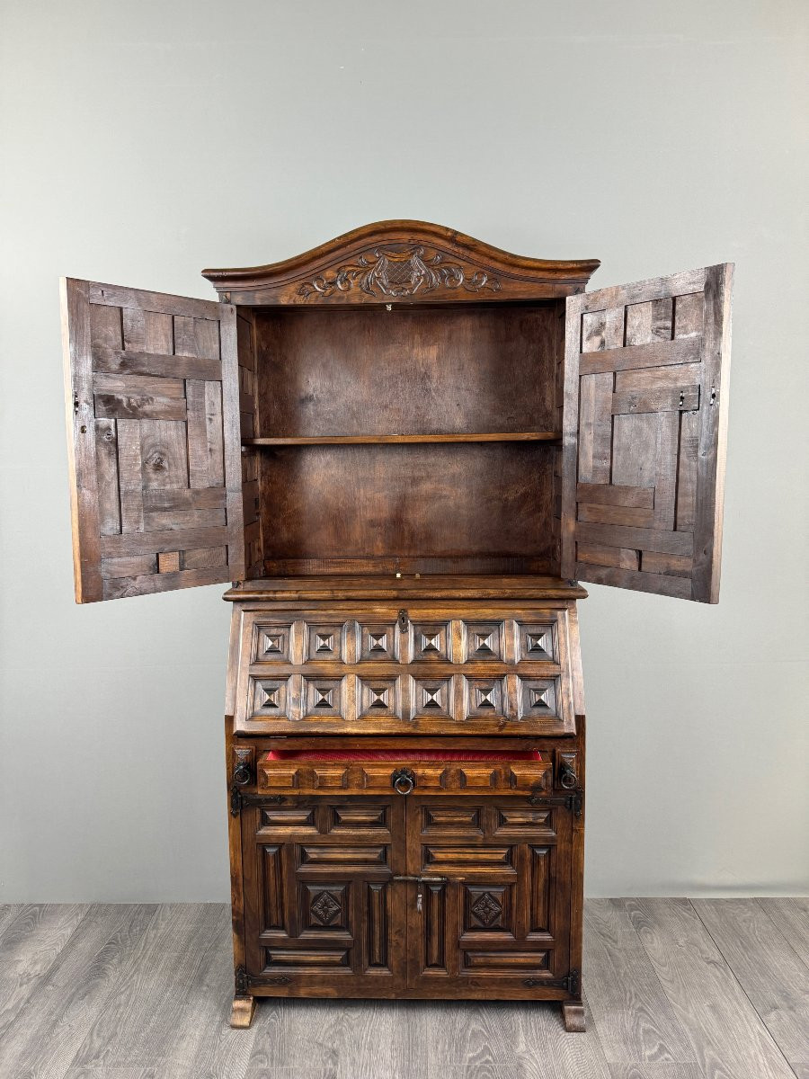 Cabinet-Secrétaire en Bois Sculpté, Style Néo-Renaissance, Époque Fin XIXe Siècle-photo-4