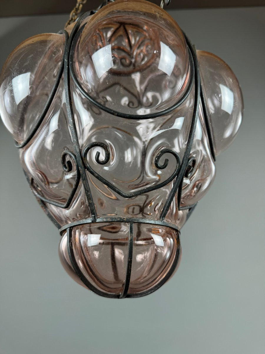 Lanterne italienne en verre soufflé et métal, années 1960-photo-1