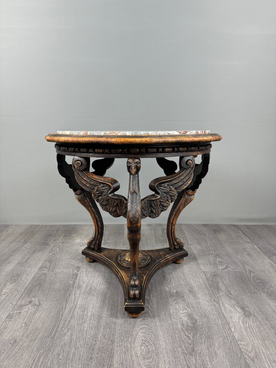 Carved Wooden Gueridon Table With A Marble Top, 19th Century-photo-5