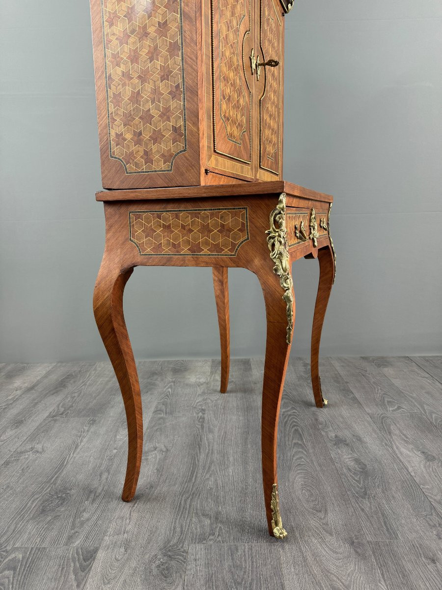 Secrétaire en marqueterie, Style Louis XV, début XXe siècle-photo-4
