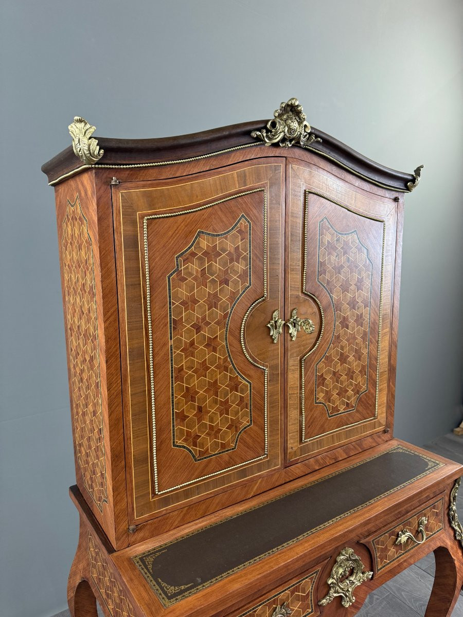 Secrétaire en marqueterie, Style Louis XV, début XXe siècle-photo-7