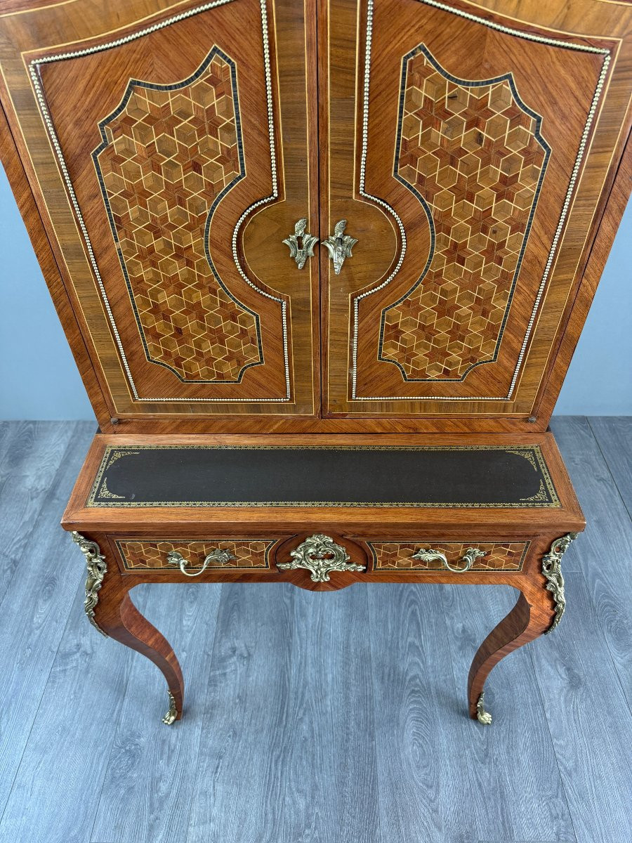 Secrétaire en marqueterie, Style Louis XV, début XXe siècle-photo-8