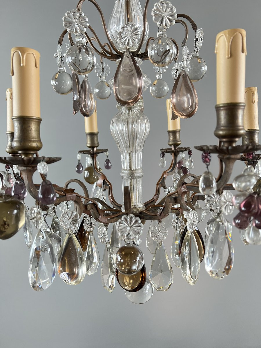 Lustre ancien en métal et cristal, XXe siècle-photo-3