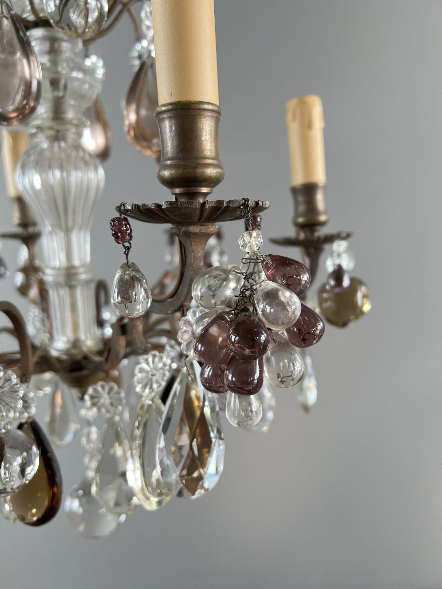 Lustre ancien en métal et cristal, XXe siècle-photo-4