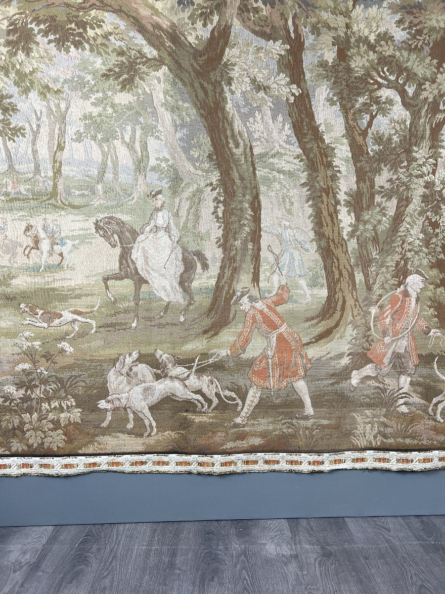 Tapisserie murale « Scène de chasse », style Louis XV, XXe siècle-photo-4
