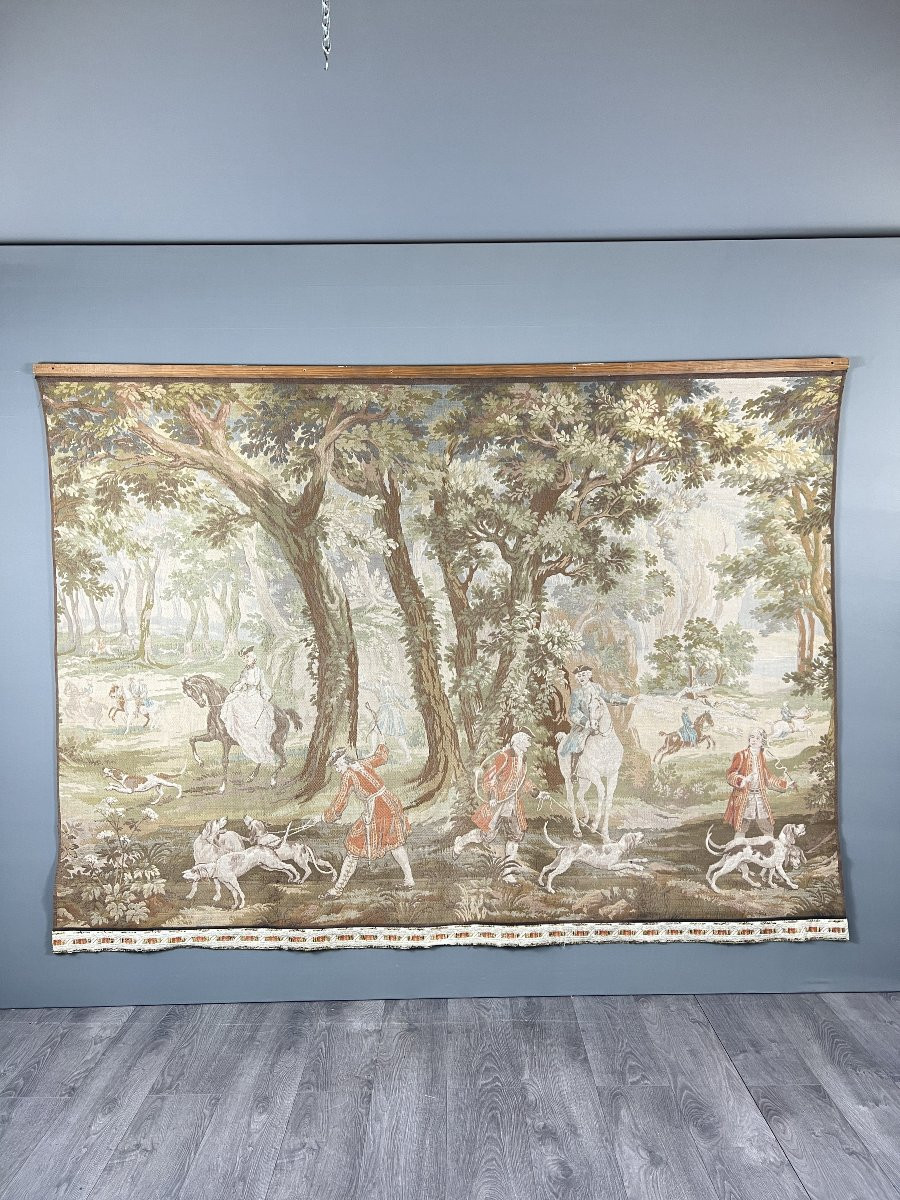 Tapisserie murale « Scène de chasse », style Louis XV, XXe siècle-photo-2