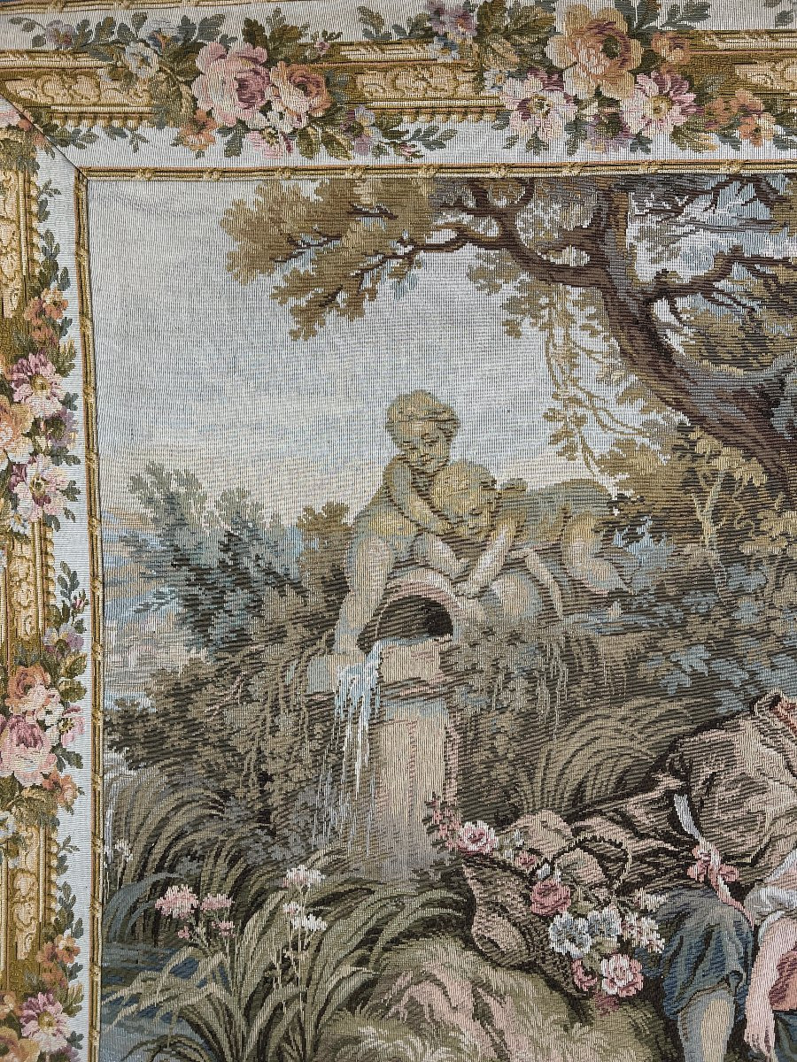 Grande tapisserie décorative à scène galante, XXe siècle-photo-4